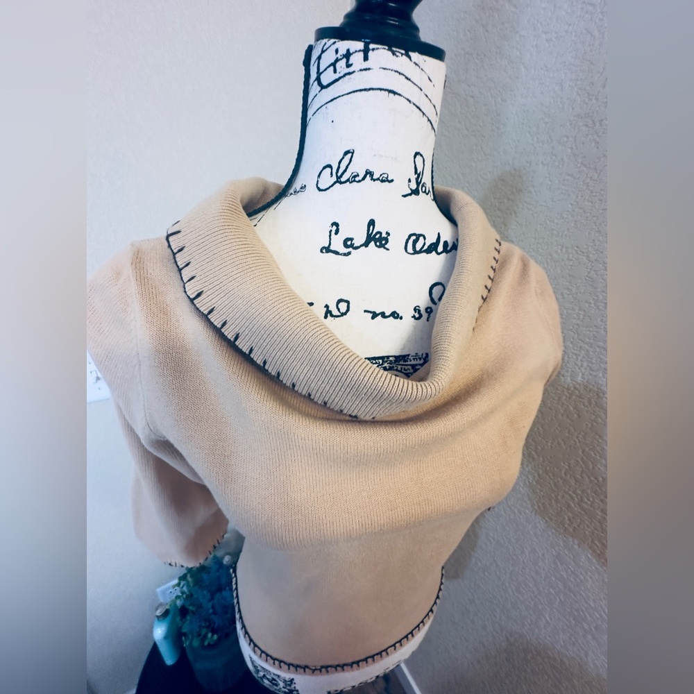 Rafaella Beige Cowl Neck Sweater
